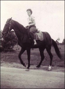 Marjorie Greenfield on horseback
